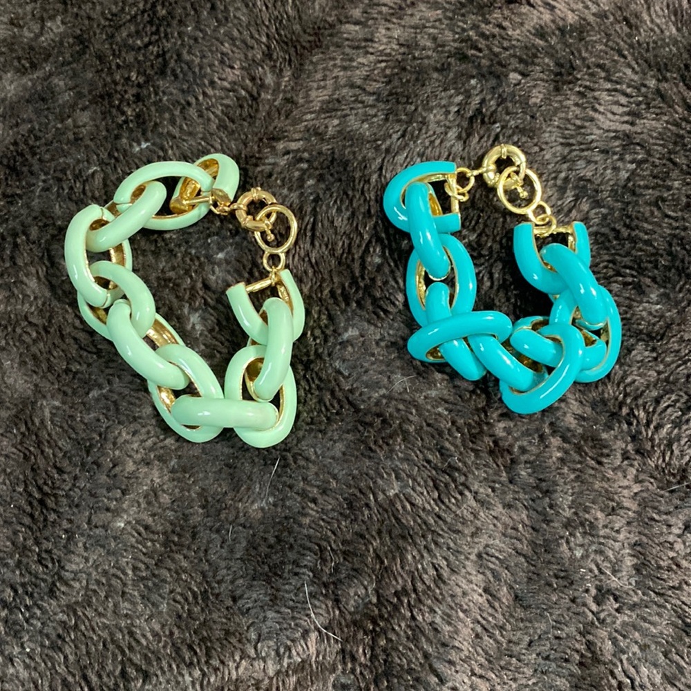 2 bracelets one mint green one turquoise colored